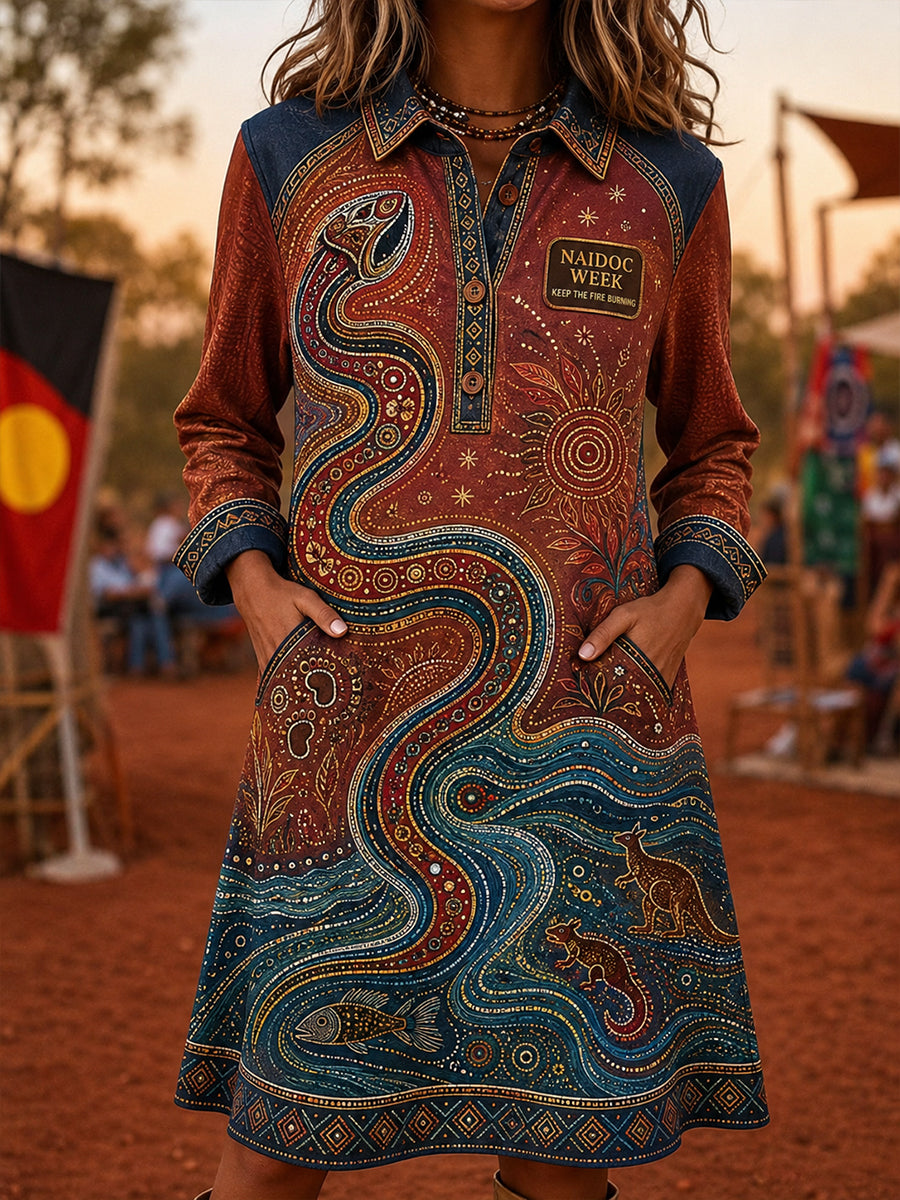 Vintage Australia Naidoc Week Lapel Pocket Dress