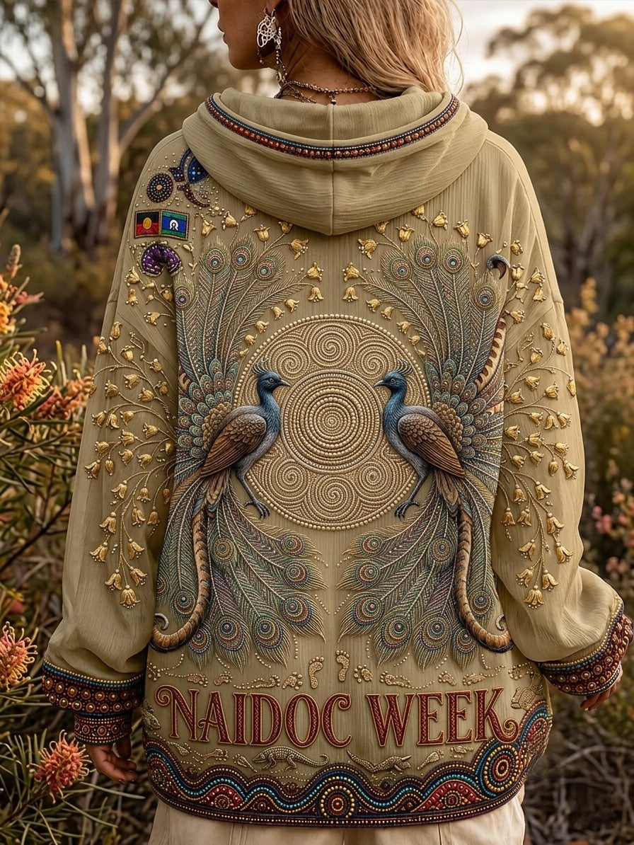 Women's AU Aboriginal Art NAIDOC Week Printed Zip-Up Hoodie