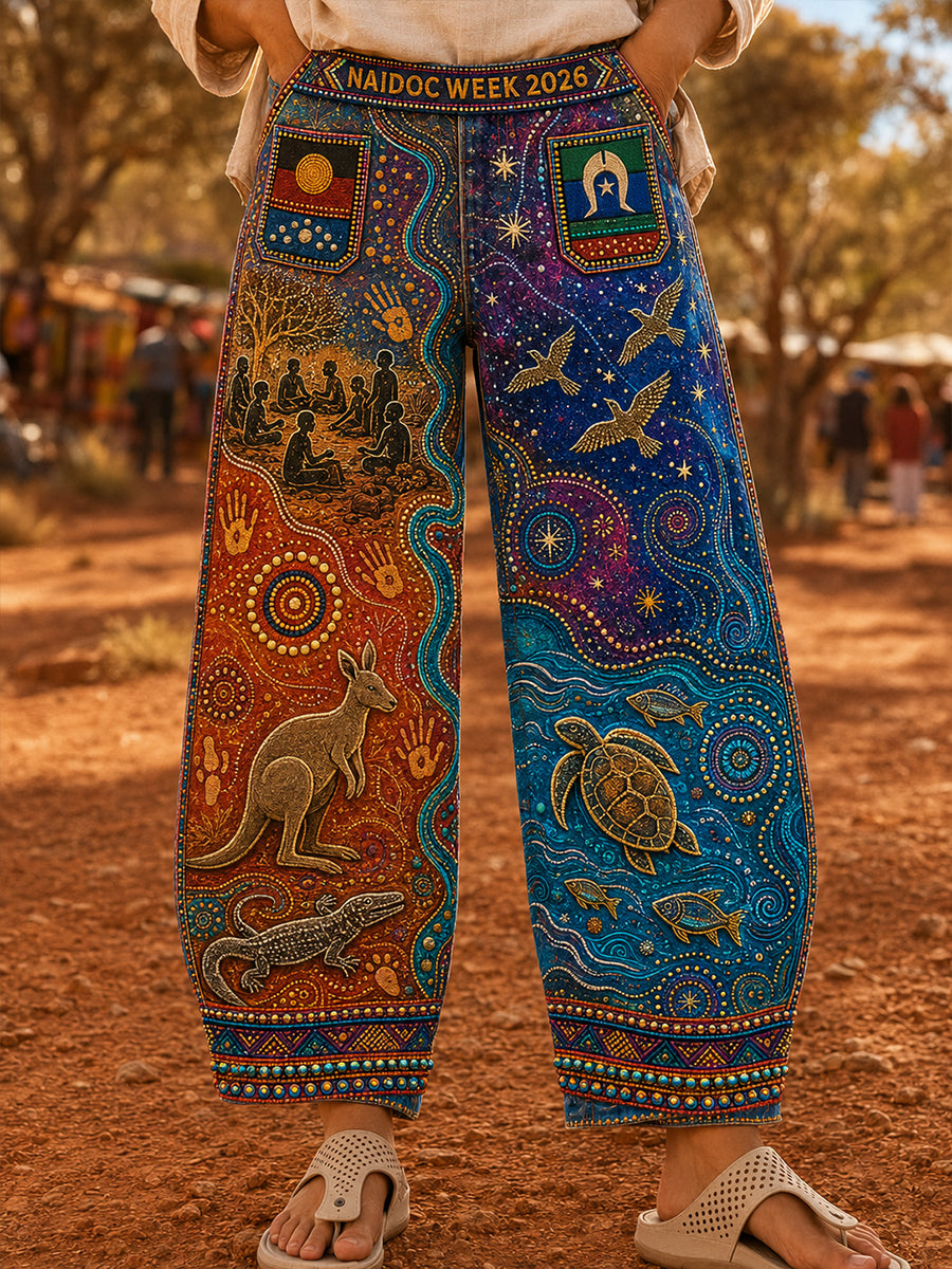 Women's Naidoc Week Art Print Flared Trousers