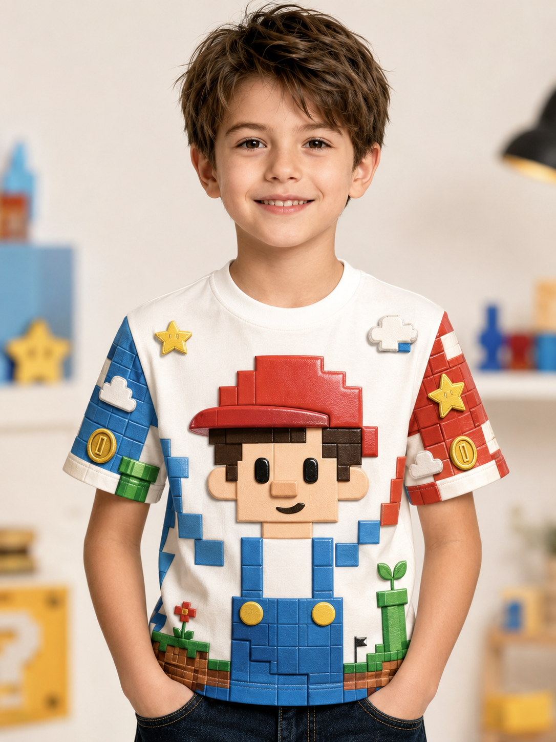 Super Mario Print Short Sleeve T-Shirt