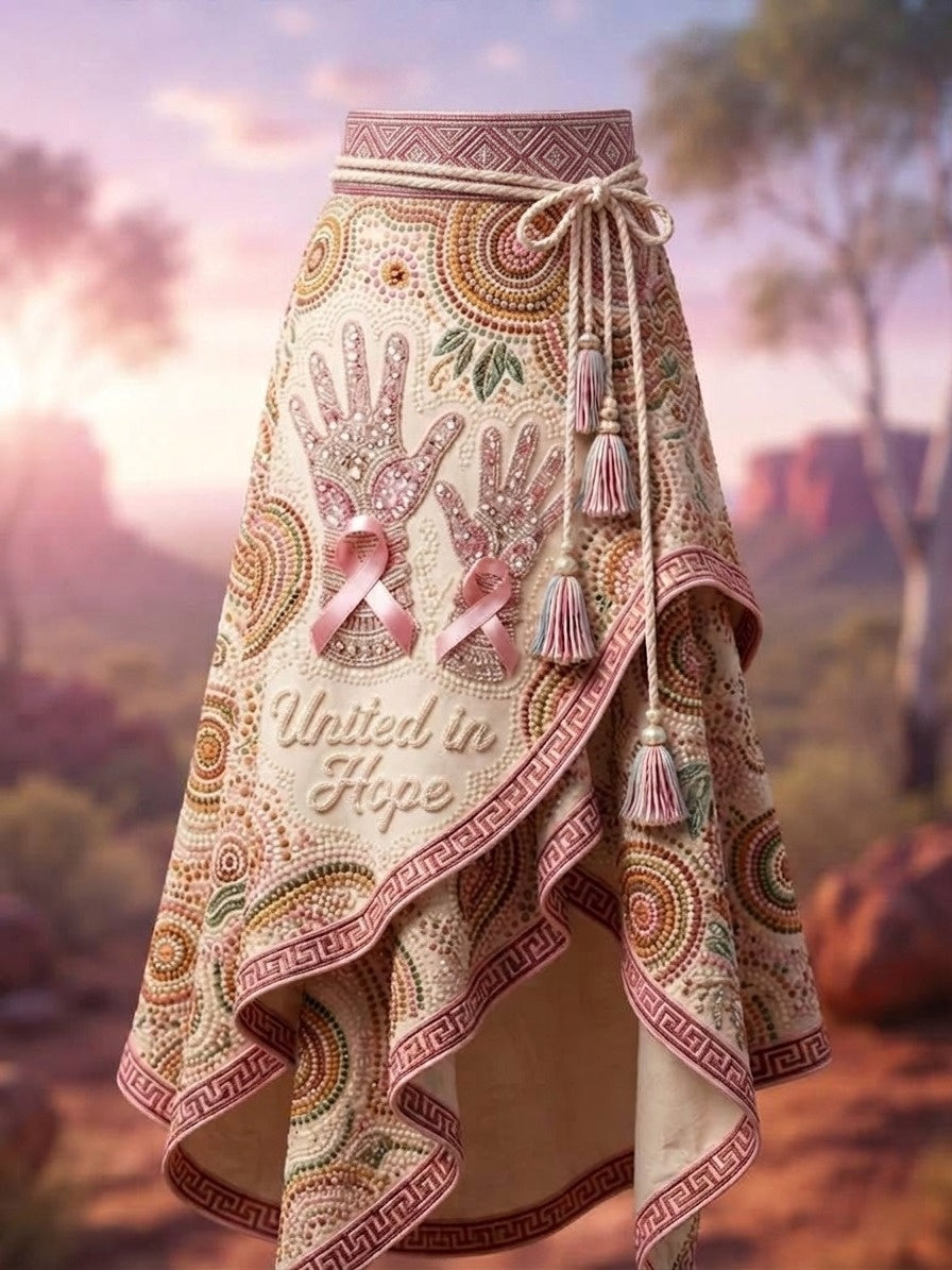Women's Australian Breast Cancer Awareness Art Printed Irregular Skirt