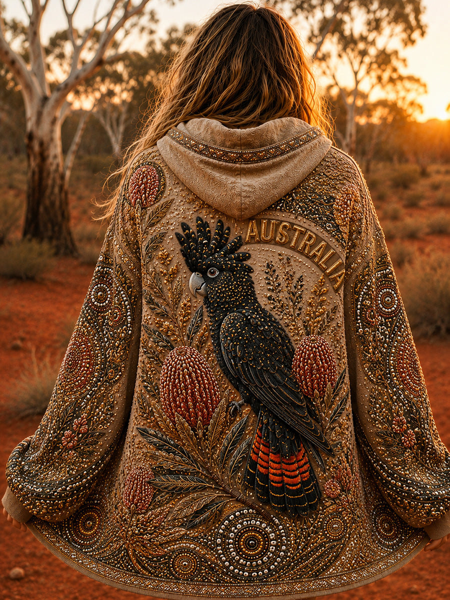 Women's AU Aboriginal Art Printed Zip-Up Hoodie