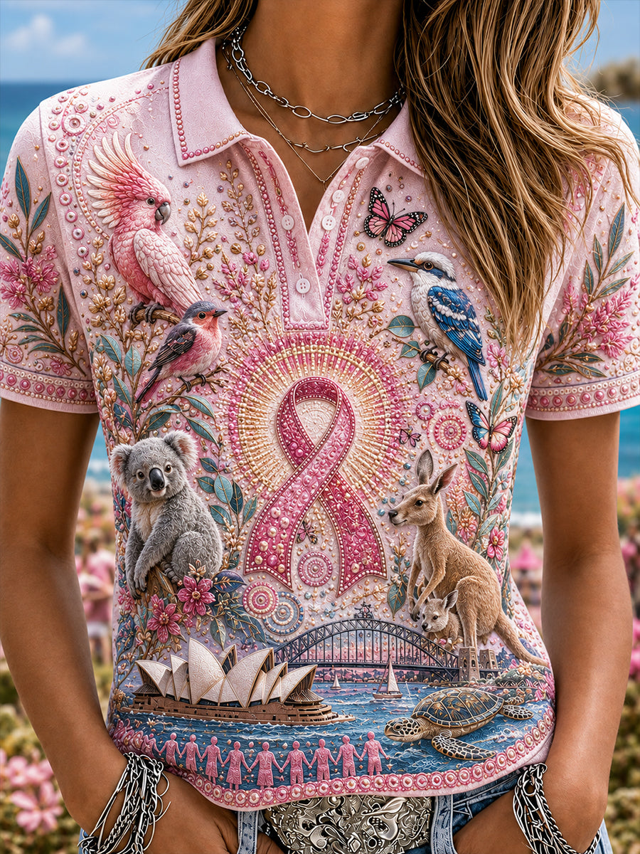 Women's Australia Breast Cancer Awareness Polo T-Shirt