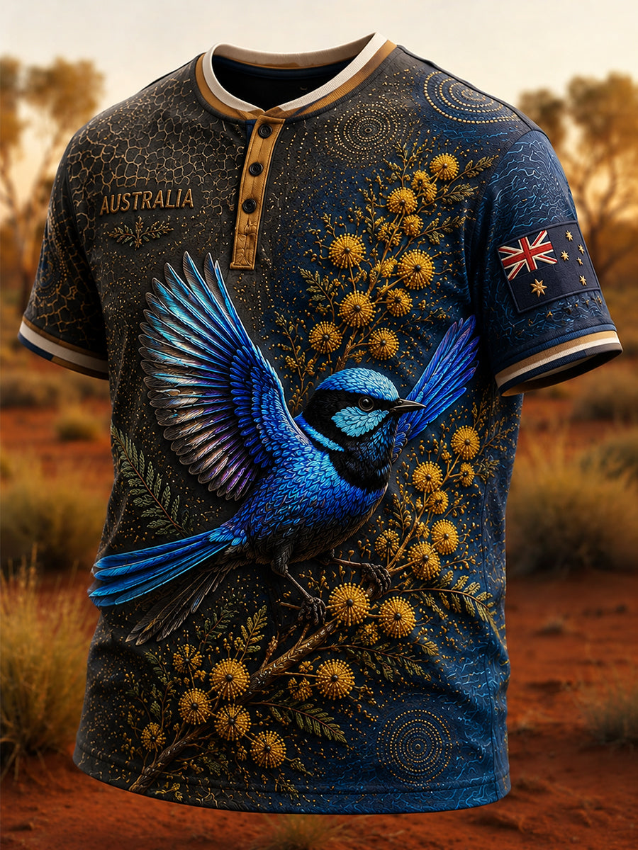 Men's Australian Animals Henry-Neck T-Shirt