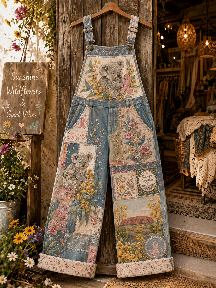 Women's Breast Cancer Awareness Australia Art Print Casual Overalls