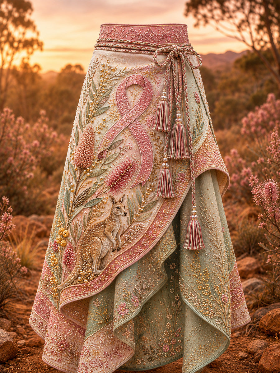 Women's Australia Breast Cancer Awareness Printed Irregular Skirt