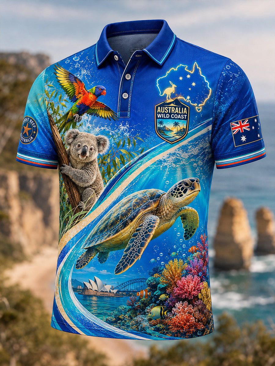 Men's Australian Animals Casual Shirt Short Sleeve