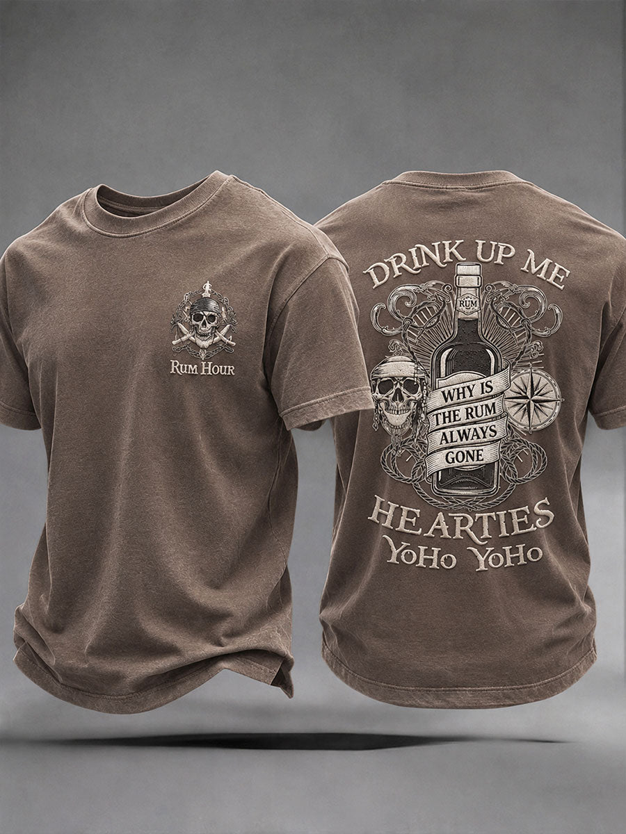 Men's "Why the rum is always gone" Fun Pirate Rum Casual T-shirt
