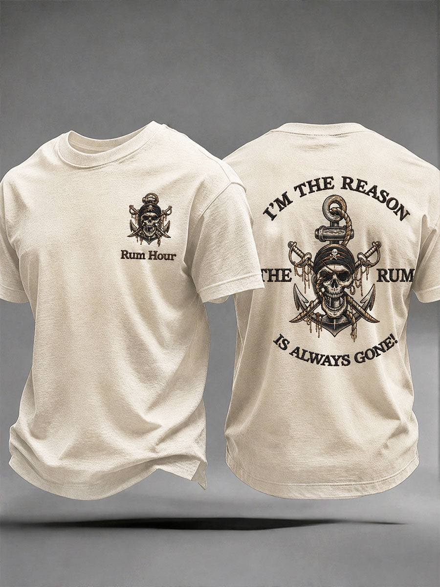 Men's "I am the reason the rum is always gone" Fun Pirate Rum Casual T-shirt