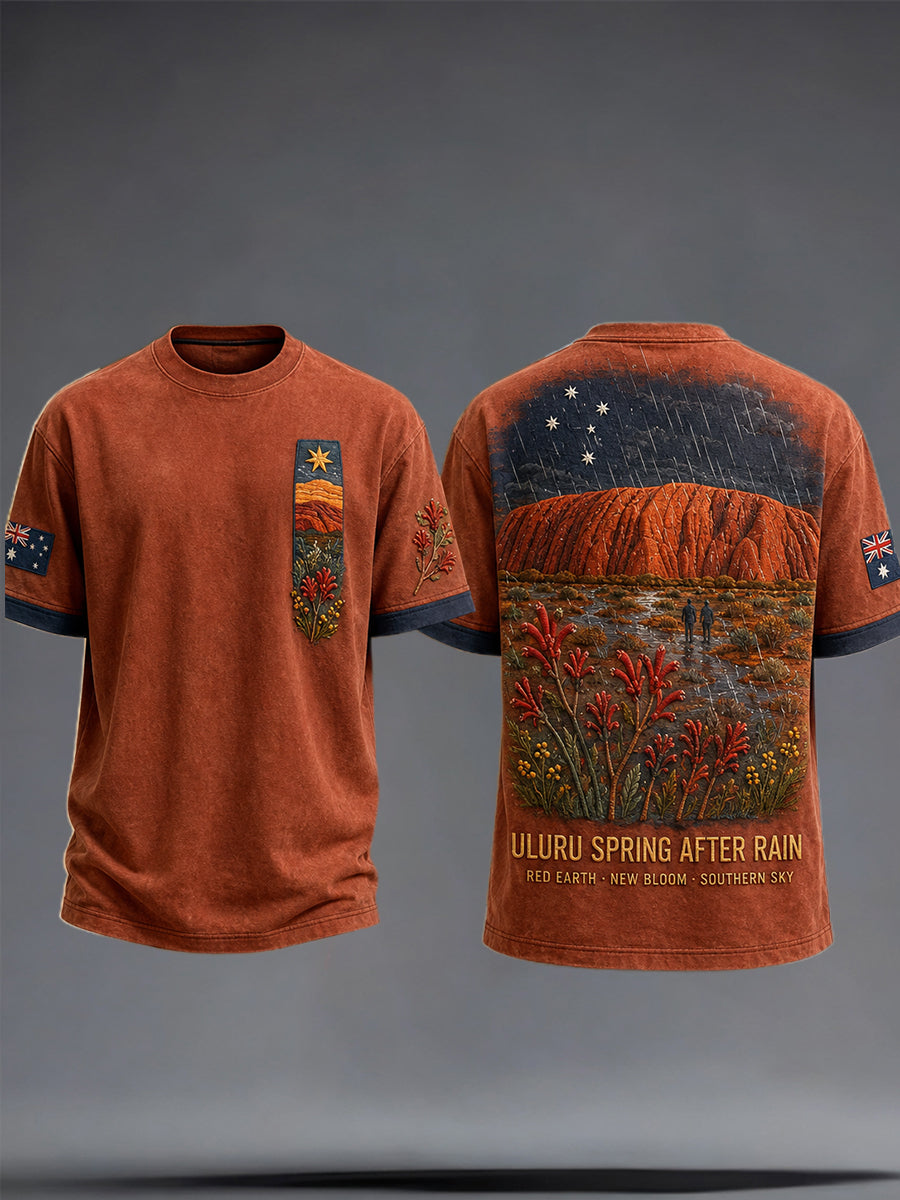 Men's Australia Floral Art Printed T-shirt