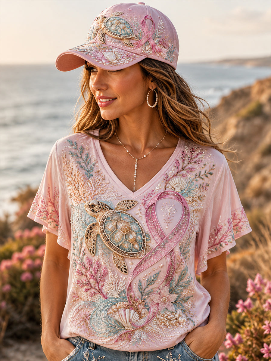 Women's Australia Breast Cancer Awareness Shot Short Sleeve T-Shirt