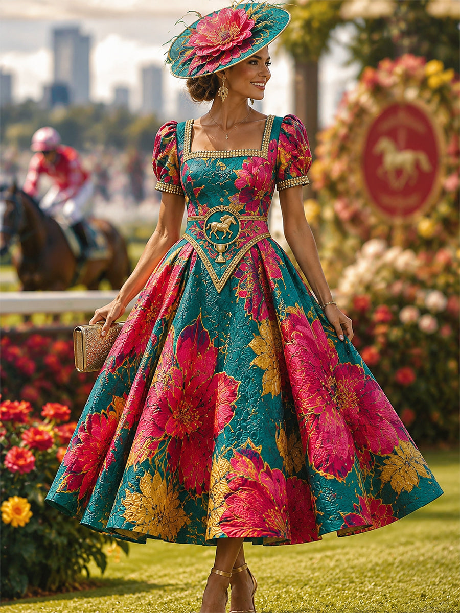 Women's Vintage Melbourne Cup Australian Horse Racing Dress