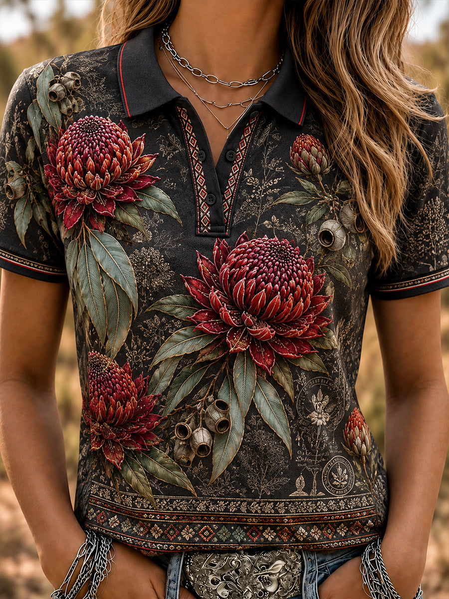 Women's Australian Plants Polo T-Shirt
