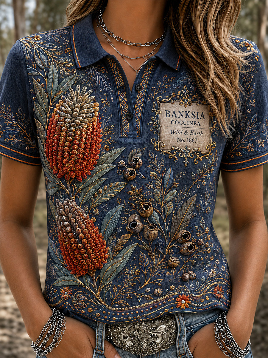 Women's Australian Plants Polo T-Shirt