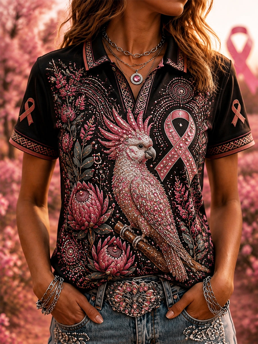 Women's Australian Breast Cancer Awareness Polo T-Shirt