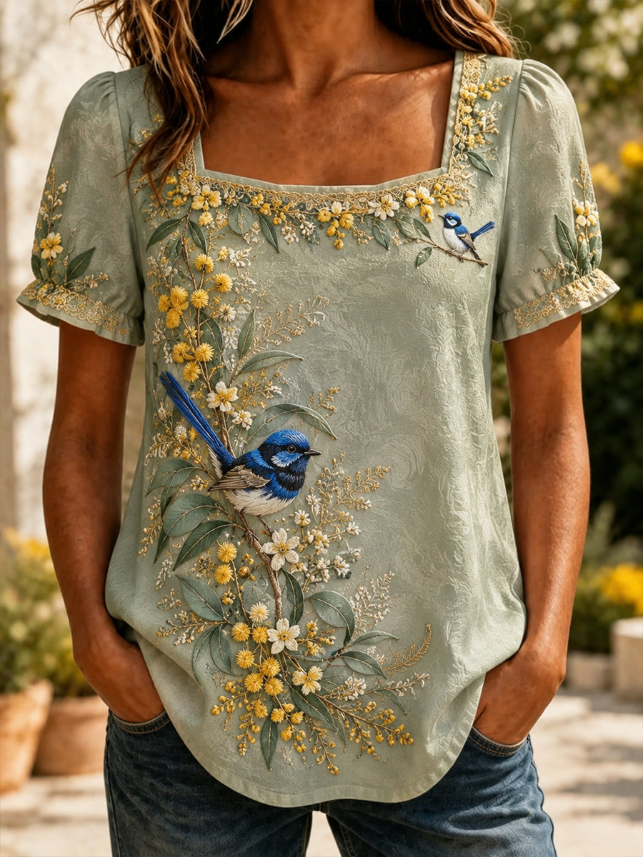 Women's Australian Wildflower Season Print Short-Sleeved T-Shirt