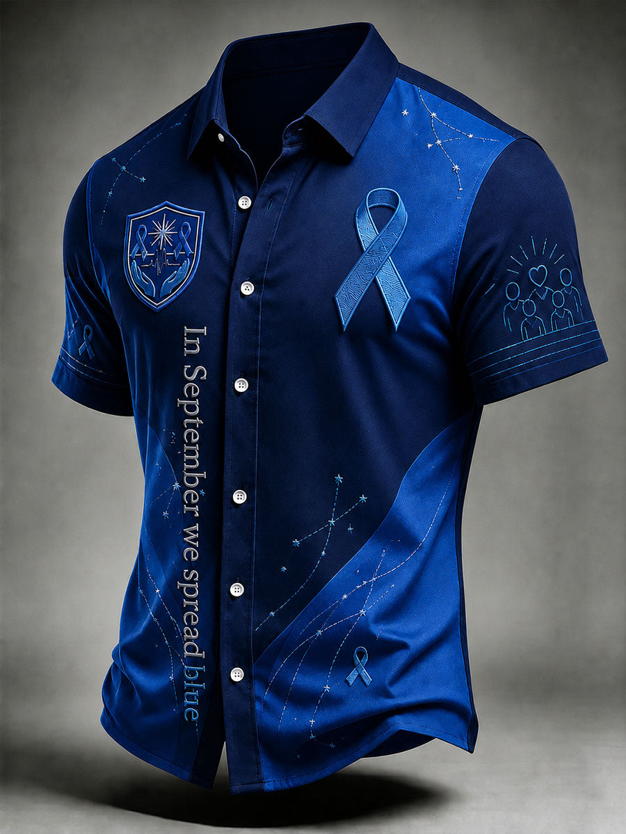 Men's "In September we spread blue" prostate cancer awareness shirts