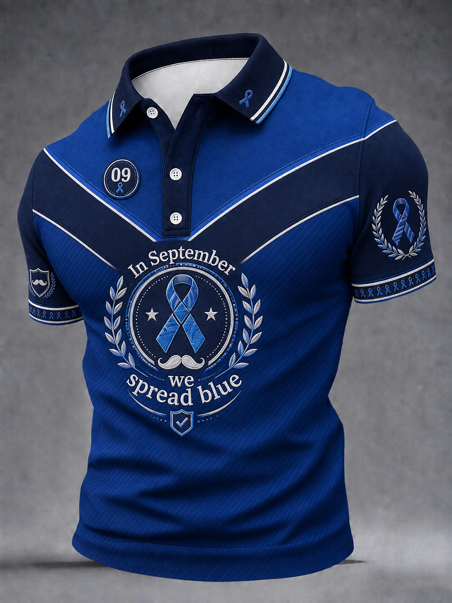 Men's "In September we spread blue" prostate cancer awareness shirts