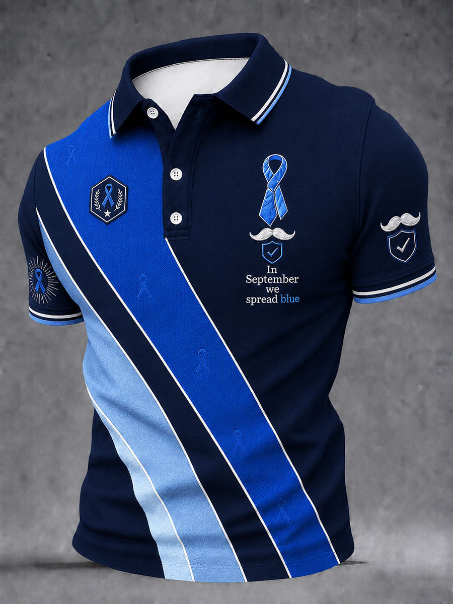 Men's "In September we spread blue" prostate cancer awareness shirts