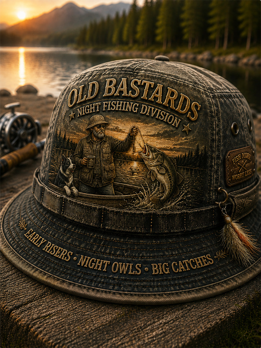 Unisex Funny Old Bastards Fishing Club Lifetime Member Print Fishing Hat