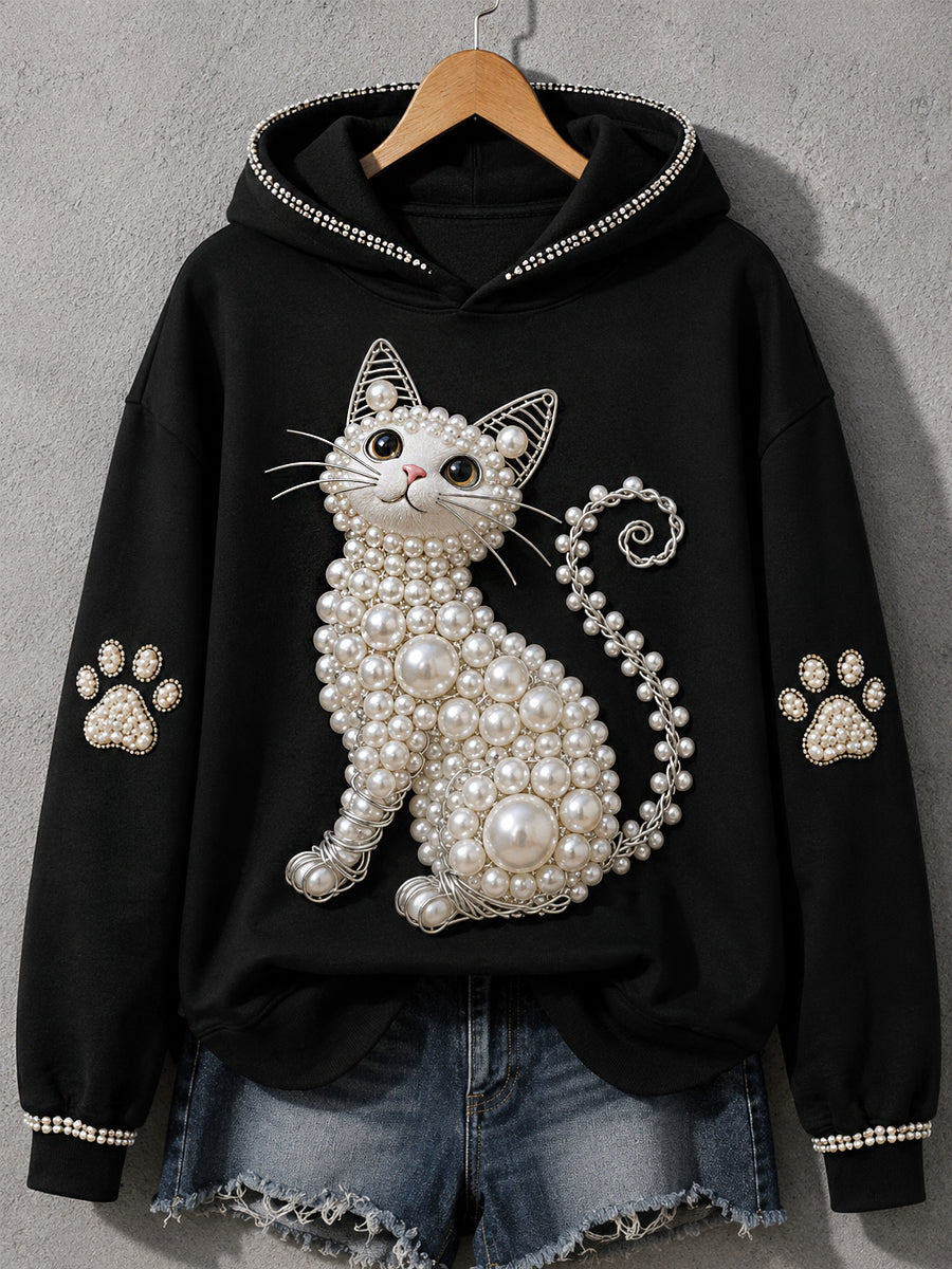 Women's Cat Print Cat Lovers Casual Hoodie