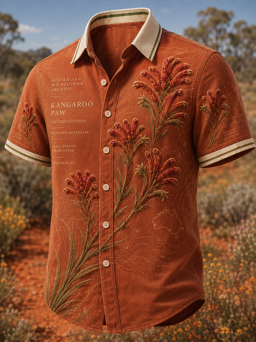Men's Australian Plants Print Short-Sleeved Shirt
