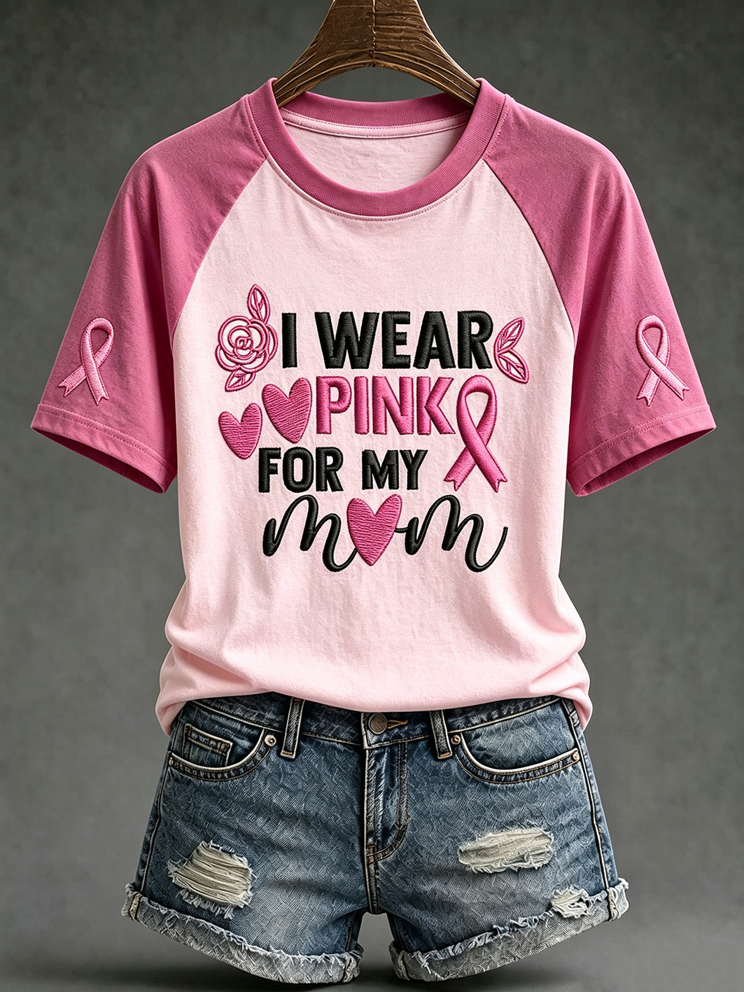 Women's breast cancer theme casual short-sleeved T-shirt