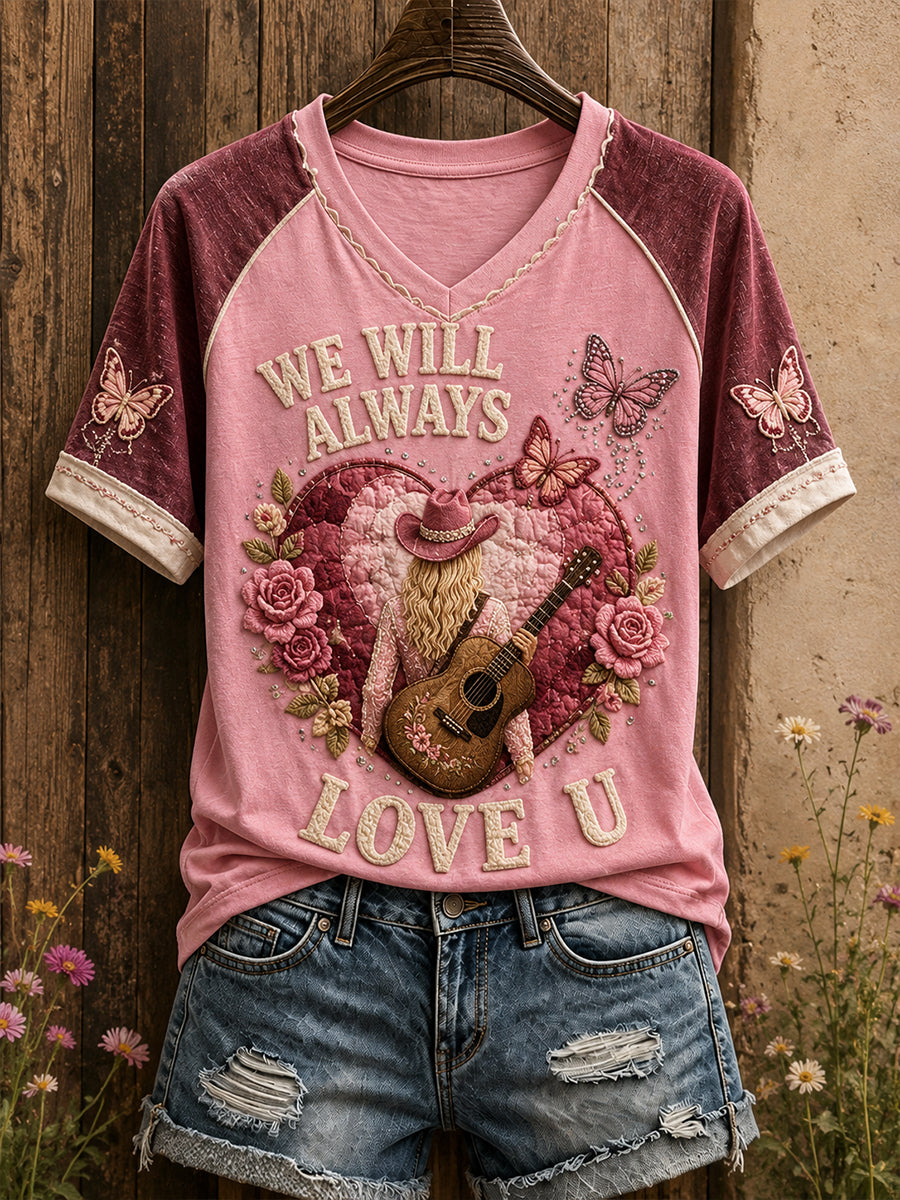 Women's Country Music Lover We Will Always Love U 925 Printed T-Shirt