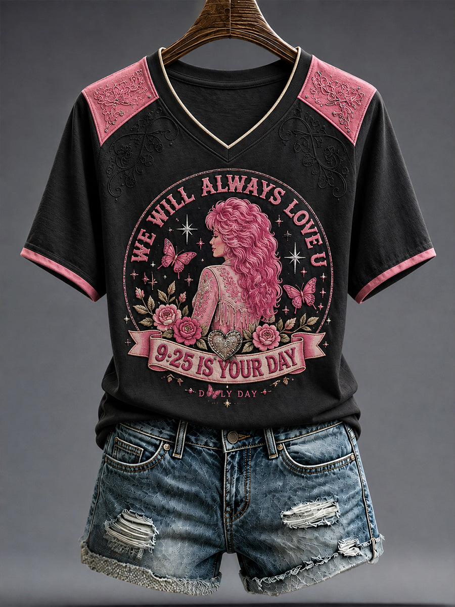 Women's Country Music Lover We Will Always Love U Printed T-Shirt