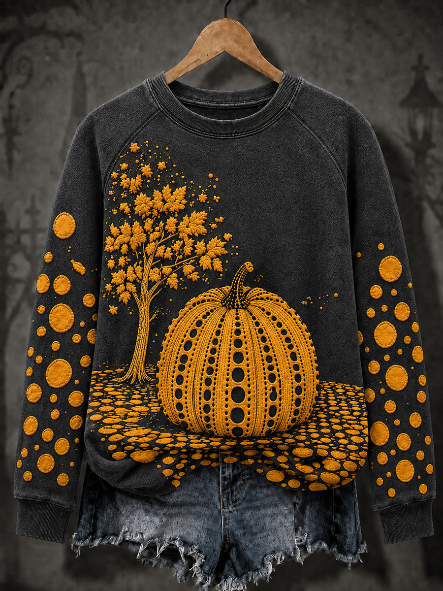 Women's Autumn Halloween Pumpkin Art Print Sweatshirt