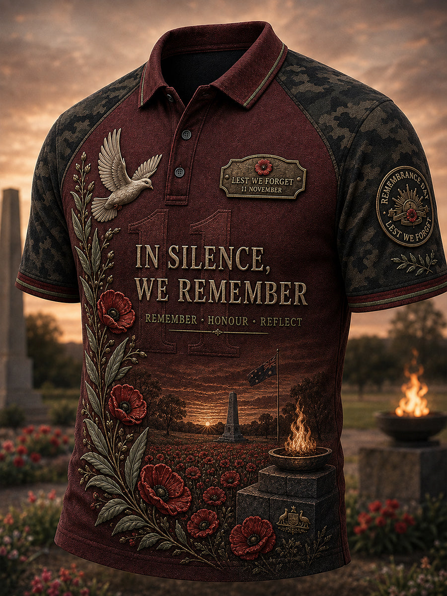 Men's Australia Remembrance Day Print Polo Shirt