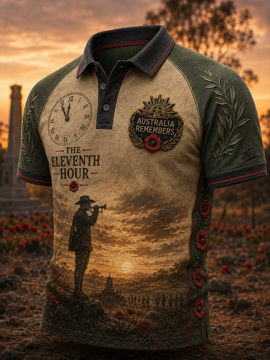 Men's Australia Remembrance Day Print Polo Shirt