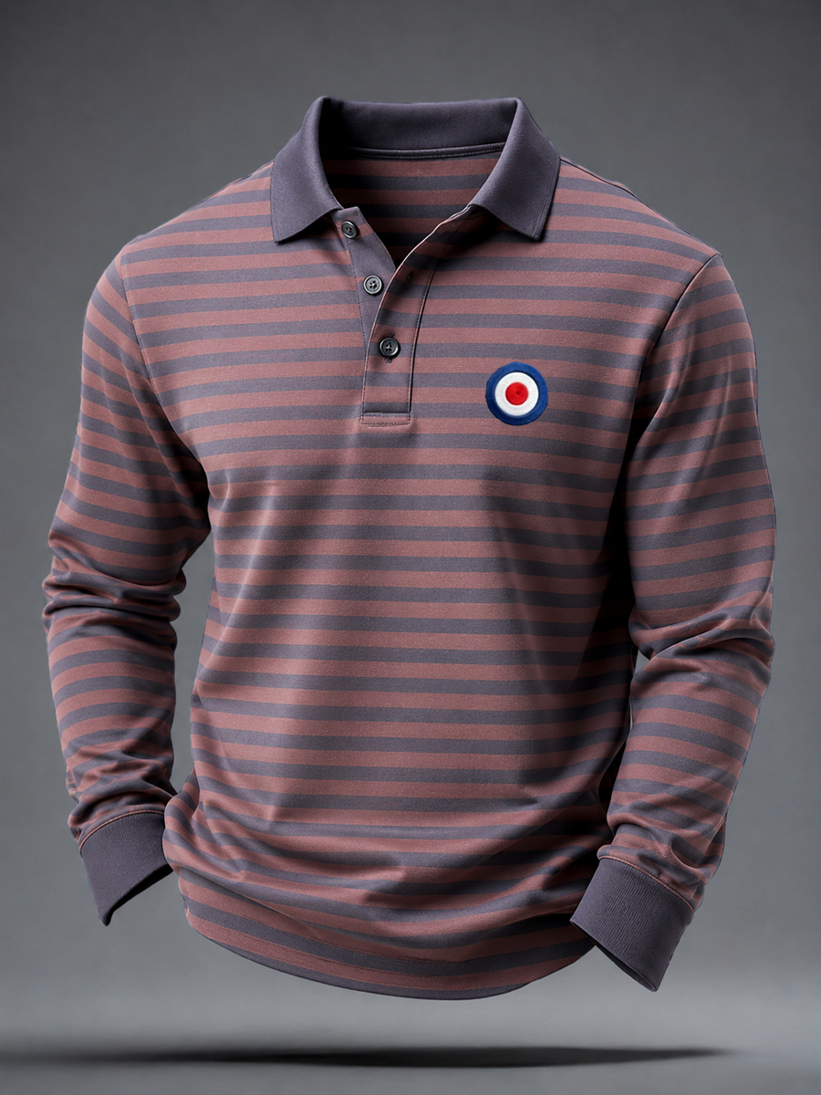 Men's Mods Culture UK Music Lover Business Style Printed long sleeve polo