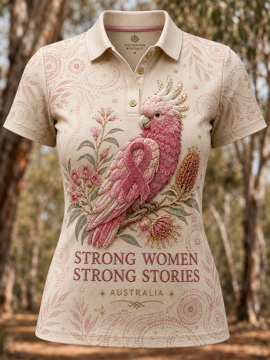 Women's Australia Breast Cancer Awareness Polo T-Shirt