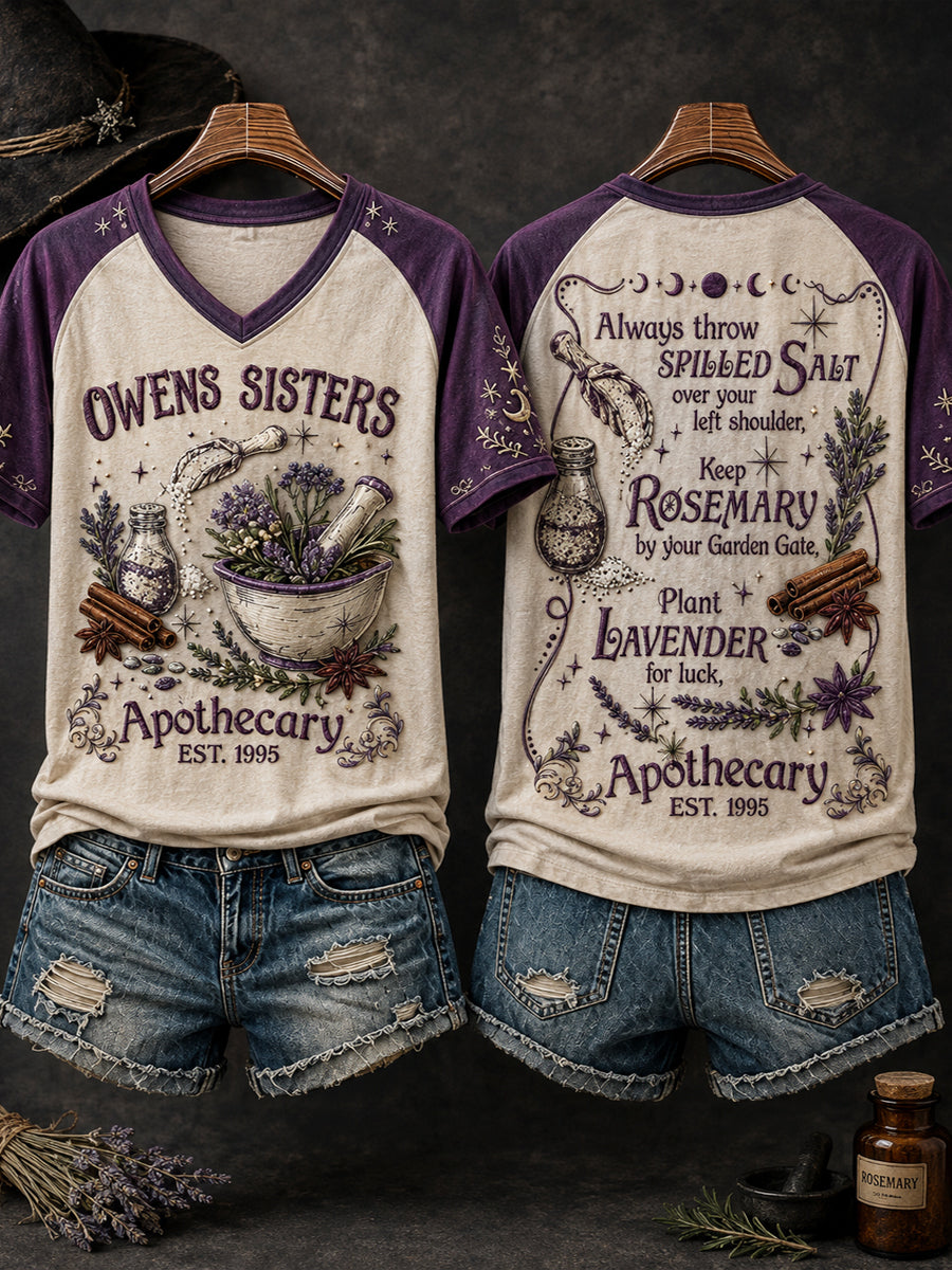 Women's Halloween Witch Salt Rosemary Lavender Love Art Printed T-shirt