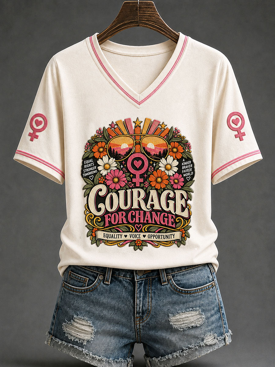 Women's 'Courage for Change' Feminist Art Commemorative T-shirt