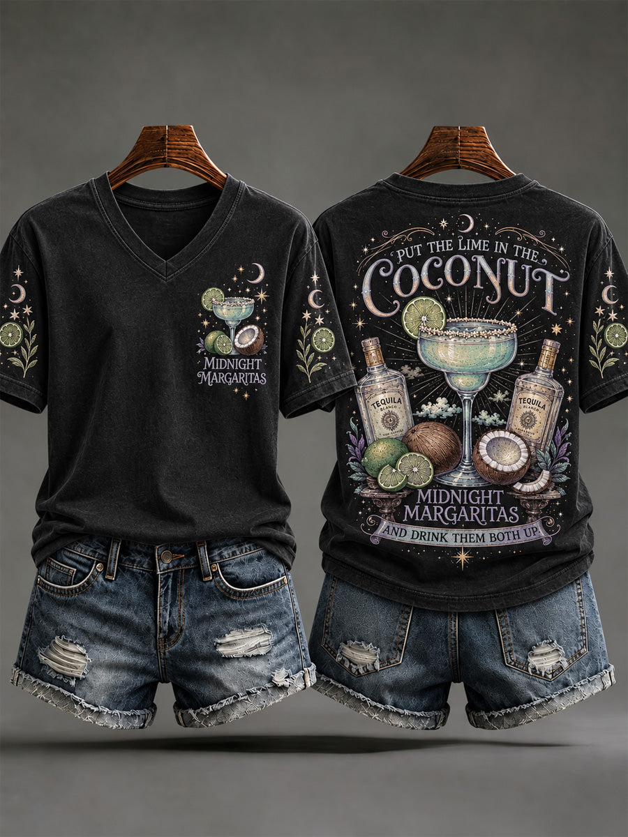 Women's Put The Lime In The Coconut Print V-Neck Tee