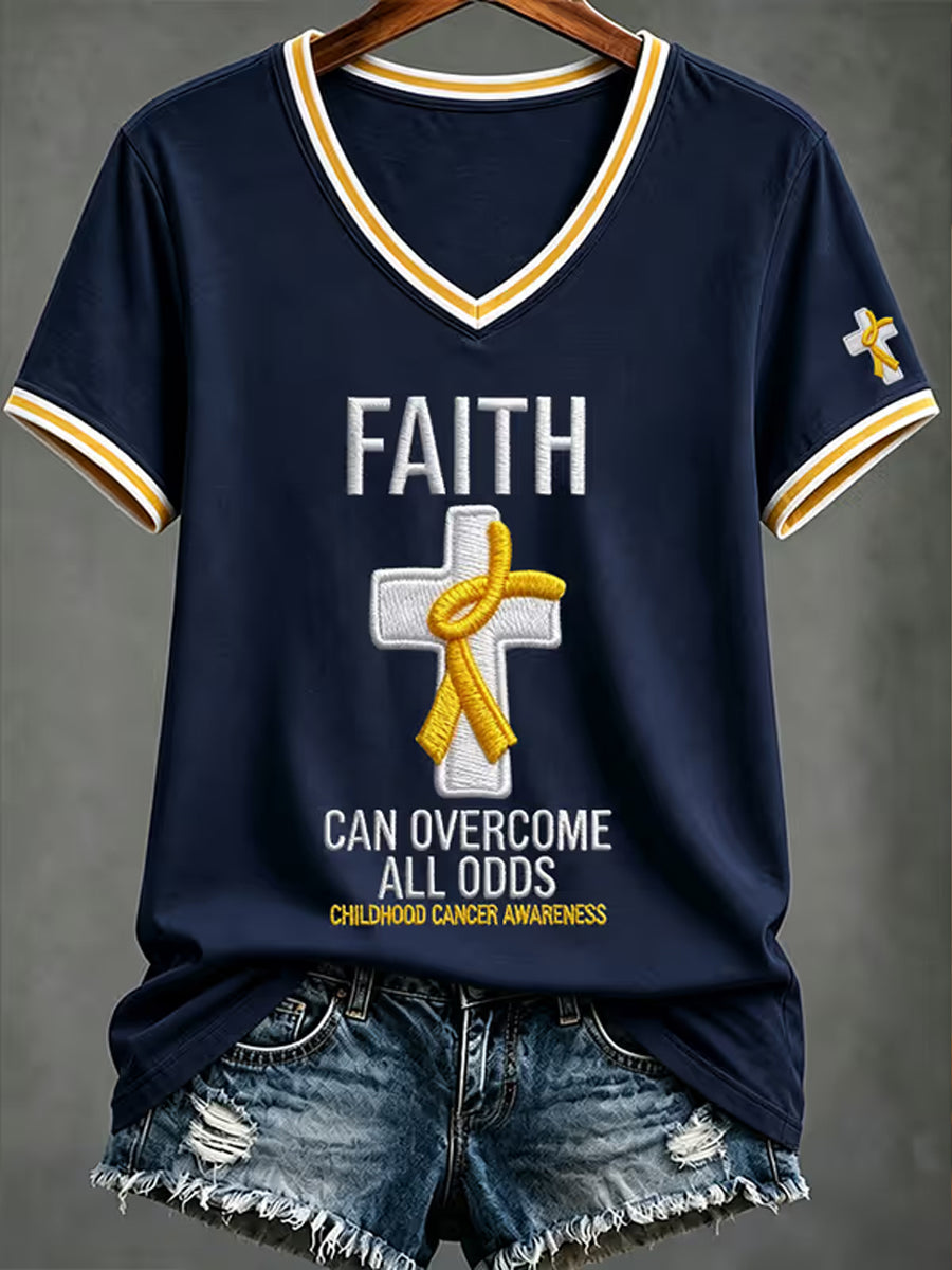 Women's Childhood Cancer Awareness Printed T-shirt