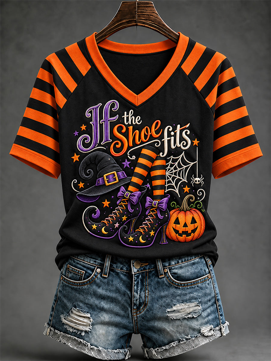 Women's If The Shoes Fits Print V-Neck Tee