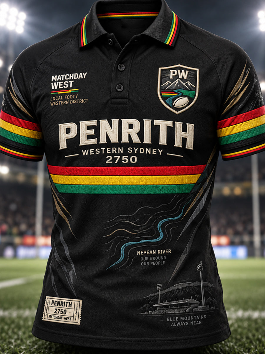 Men's Australian Rugby Penrith Panthers Fans Lover Art Print Polo Shirt