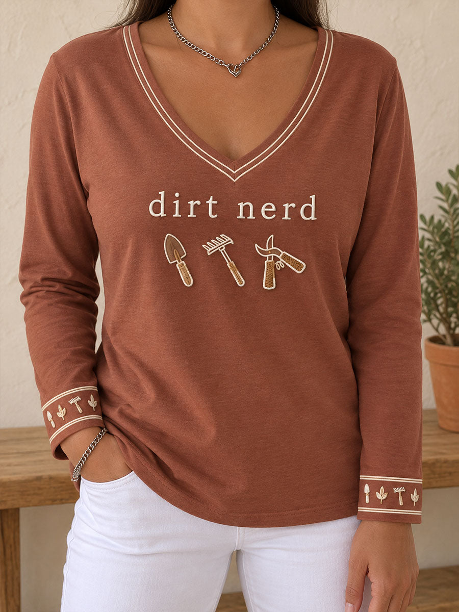 Women's Plants Lover Art Printed V-Neck T-Shirt