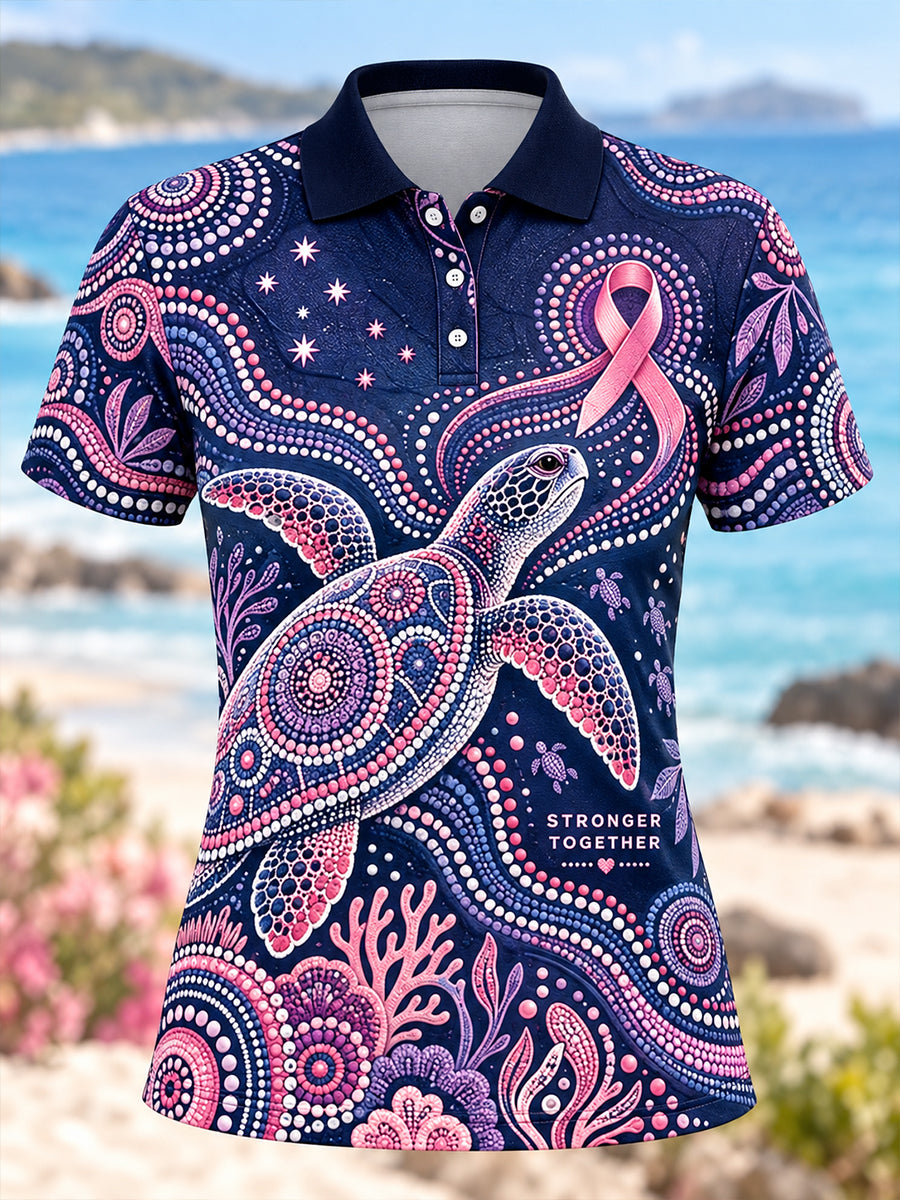 Women's Breast Cancer Awareness In Australia Short-Sleeved Polo T-Shirt