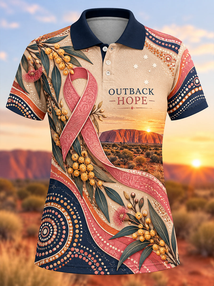 Women's Breast Cancer Awareness In Australia Short-Sleeved Polo T-Shirt