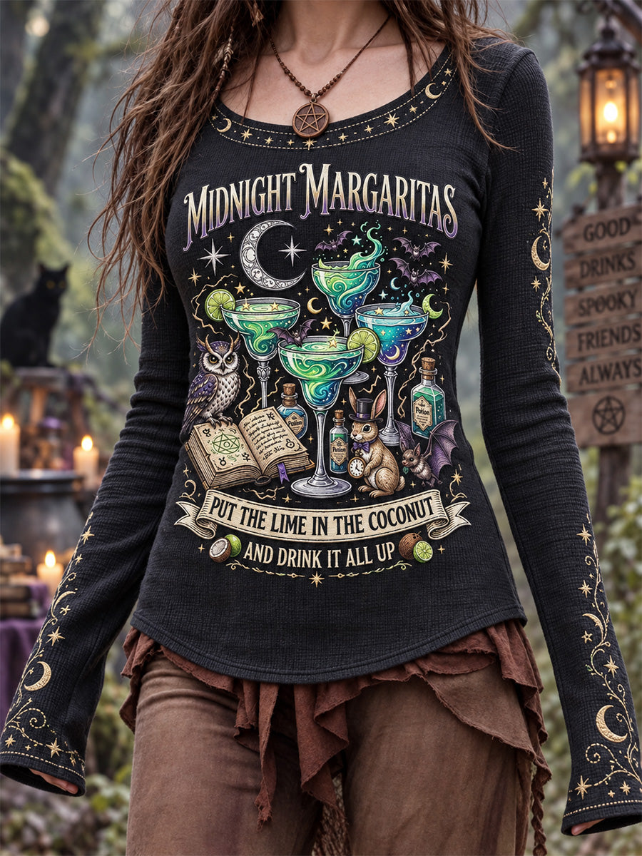 Women's Put The Lime In The Coconut Print Round-Neck Long-Sleeve T-Shirt
