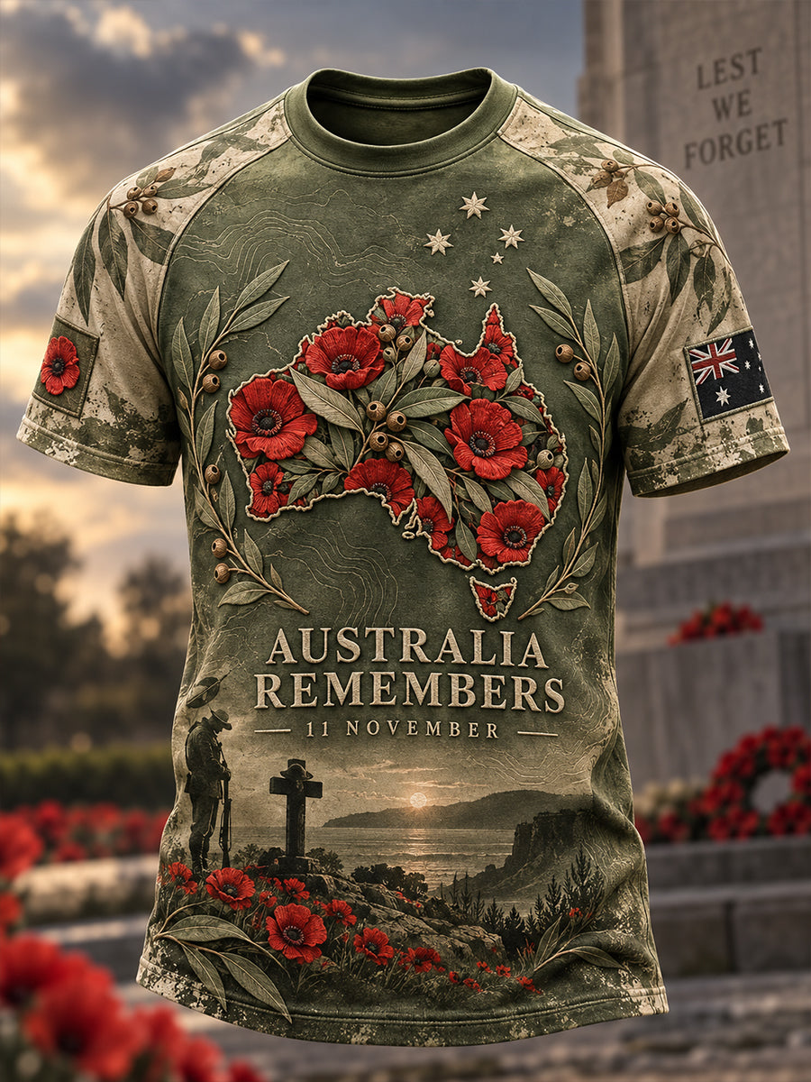 Men's Remembrance Day Commemoration In Australia Short Sleeve T-Shirt