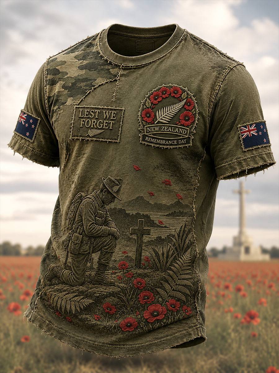 Men's Remembrance Day in New Zealand Short Sleeve T-Shirt