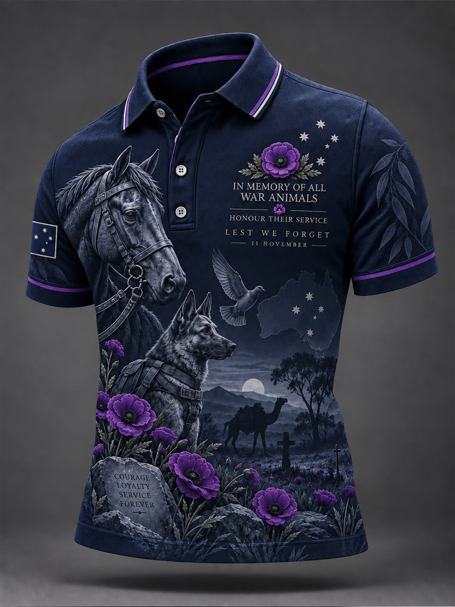 Men's Australian War Animal Memorial For Remembrance Day Short-Sleeved hirt