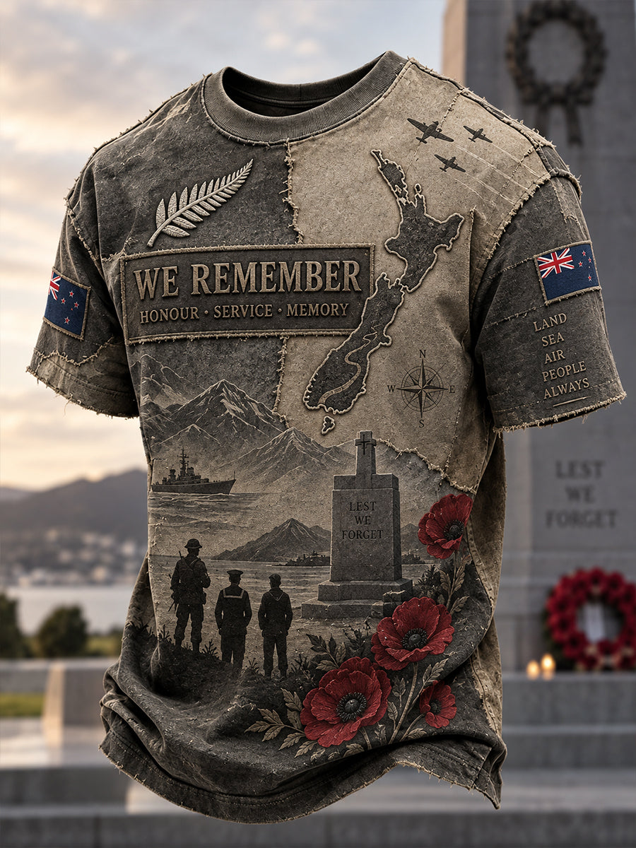 Men's New Zealand Veteran Remembrance Day Short Sleeve T-Shirt