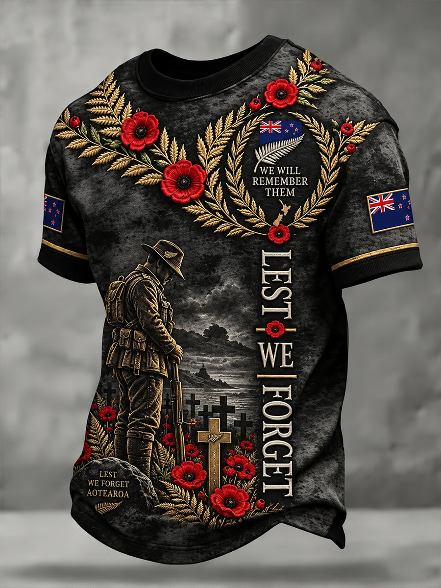 Men's New Zealand Veteran Remembrance Day Short Sleeve T-Shirt