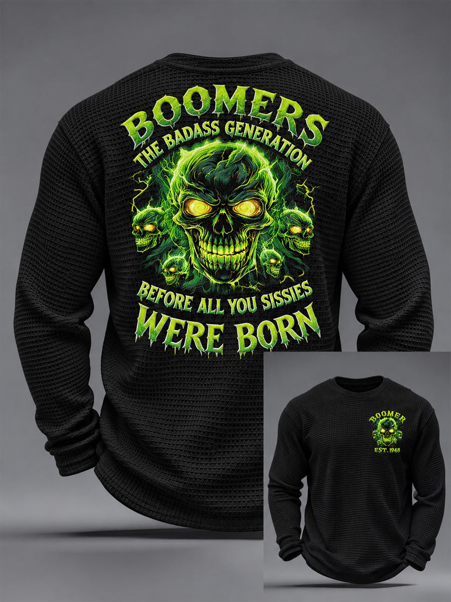 Men's Boomer The Badass Generation Before All You Sissies Were Born Print Waffle Long Sleeve T-Shirt
